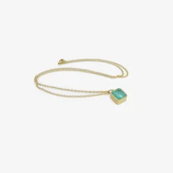 18k & square emerald-cut colombian emerald pendant, 4.01ct
