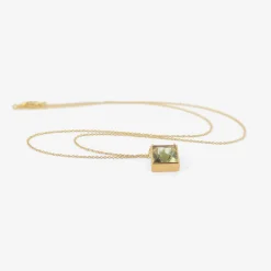 14k & square green amethyst pendant