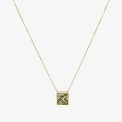 14k & square green amethyst pendant