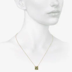 14k & square green amethyst pendant