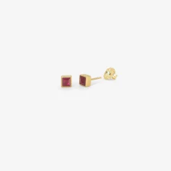 18k & square ruby studs, 1.01ct