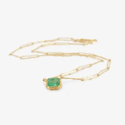 18k & squarish colombian emerald echo necklace, 2.07ct