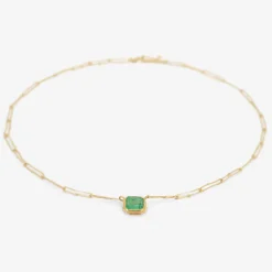18k & squarish colombian emerald echo necklace, 2.07ct