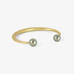 18k & tahitian pearl open bangle