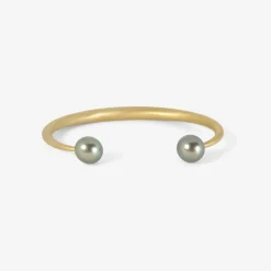 18k & tahitian pearl open bangle