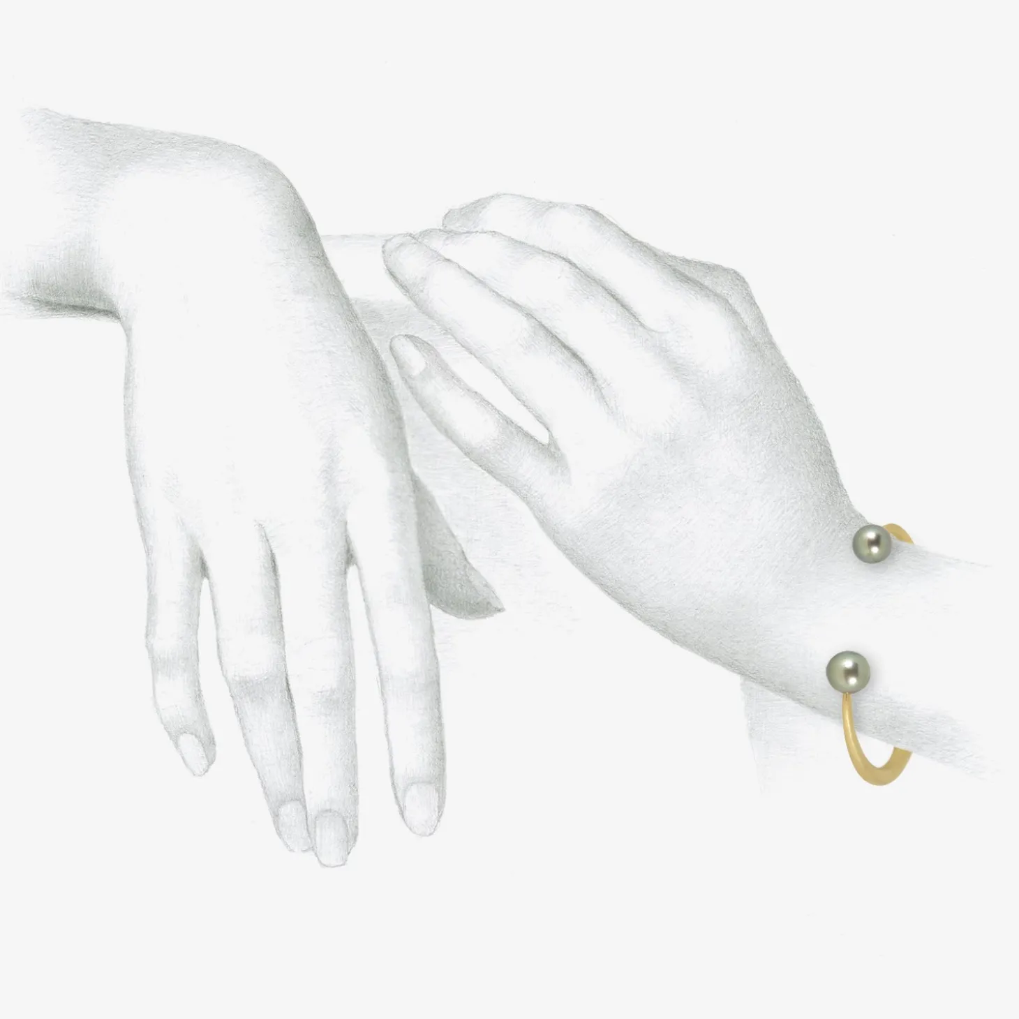 18k & tahitian pearl open bangle