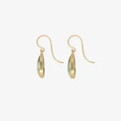 18k & teardrop-shaped tibetan turquoise earrings, 8.91ct