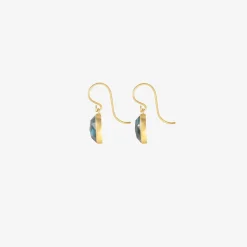 18k & tiny elongated oval london blue topaz earrings, 4.82ct