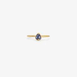 18k & tiny pear-shaped dark blue sapphire ring, .33ct