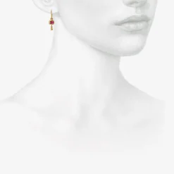 18k & tiny rectangular ruby earrings with 22k drops