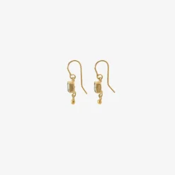 18k & tiny square-cut blue beryl earrings with 22k drops