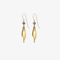 18k & tourmaline large damselfly earrings with dangling wings