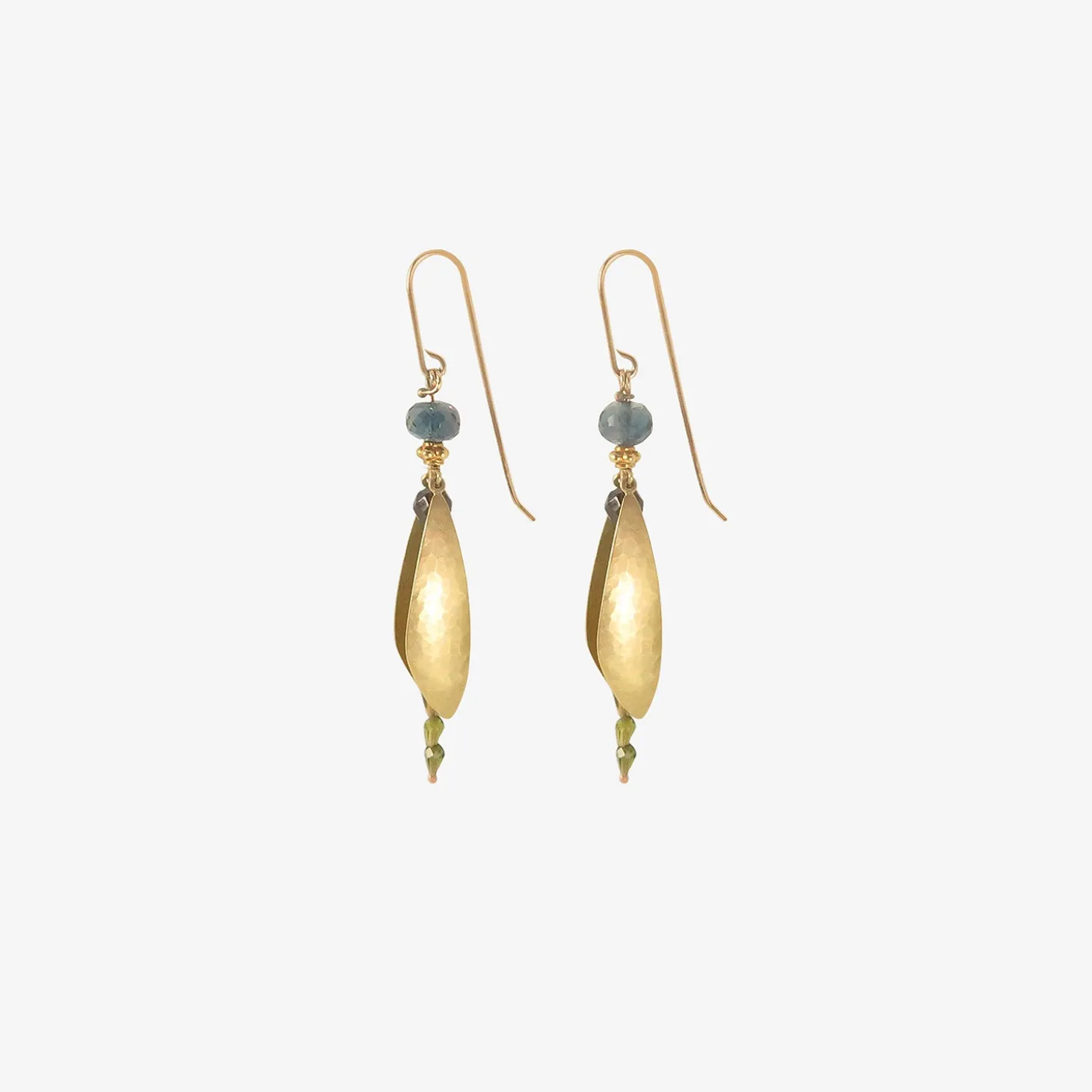 18k & tourmaline large damselfly earrings with dangling wings