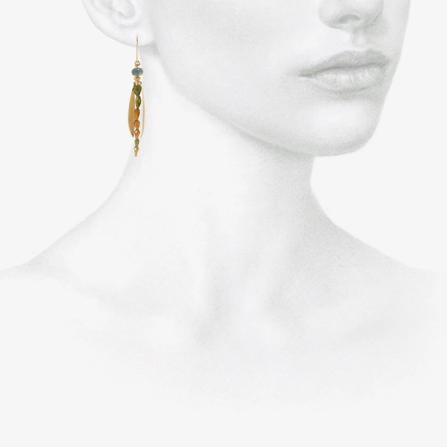 18k & tourmaline large damselfly earrings with dangling wings