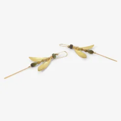 18k & tourmaline small damselfly earrings with tails
