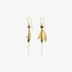 18k & tourmaline small damselfly earrings with tails