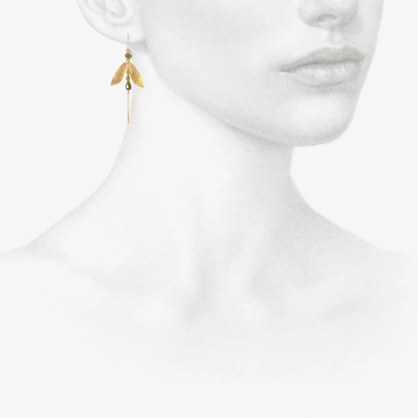 18k & tourmaline small damselfly earrings with tails