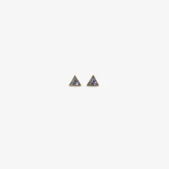 18k & triangular blue sapphire studs, 1.03ct