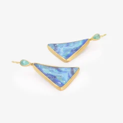 22k & triangular boulder opal earrings with paraiba tourmaline