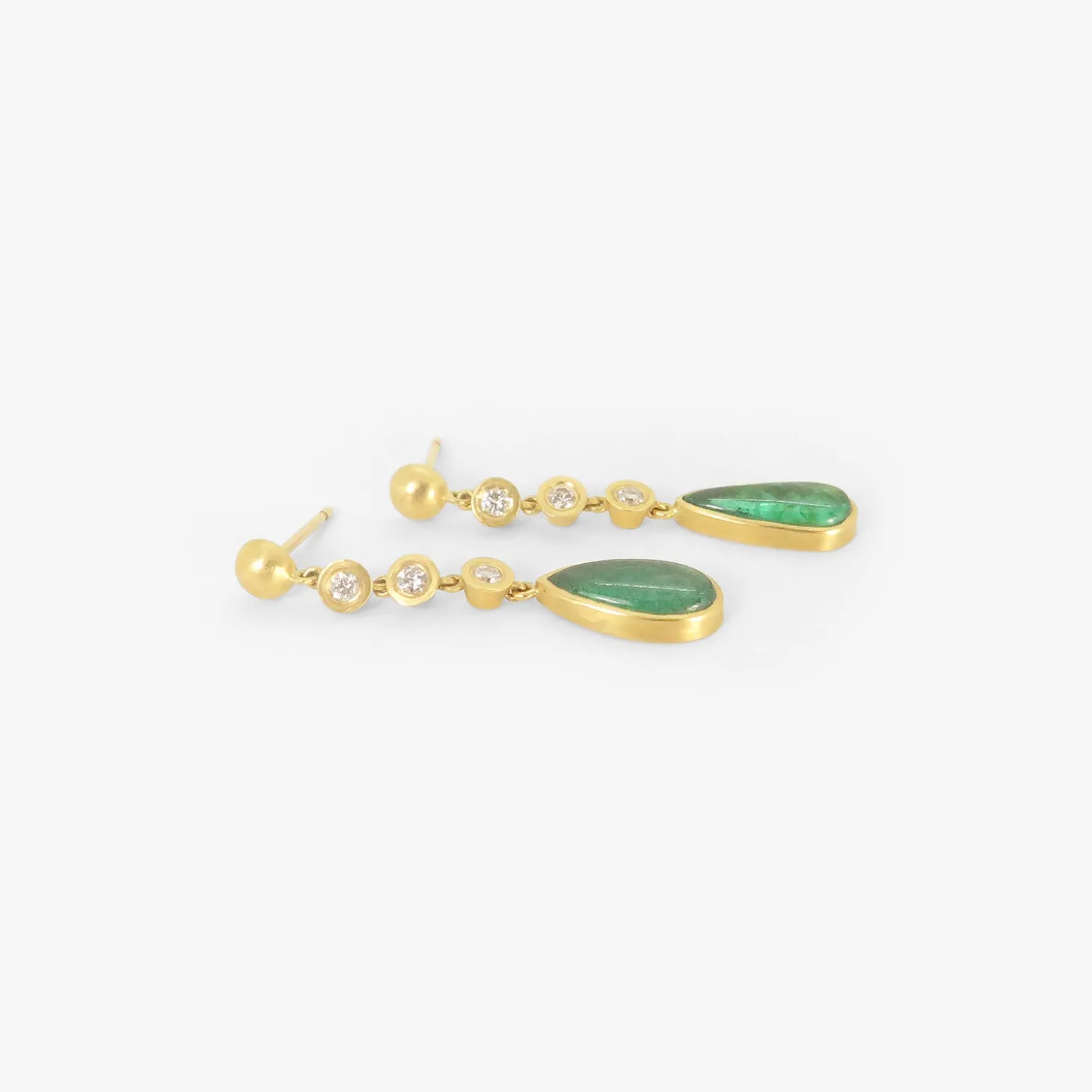 22k & triple diamond chime earrings with emeralds