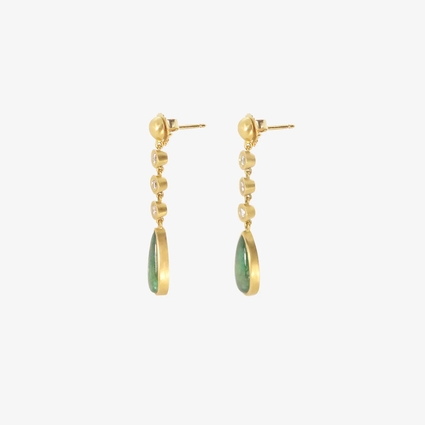 22k & triple diamond chime earrings with emeralds
