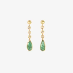 22k & triple diamond chime earrings with emeralds