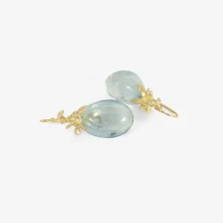 18k & tumbled clear blue aquamarine eggplant earrings with diamond briolettes