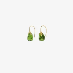 18k & tumbled peridot eggplant earrings