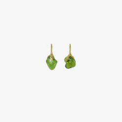 18k & tumbled peridot eggplant earrings