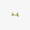 18k & turquoise single trillium studs