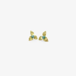 18k & turquoise single trillium studs