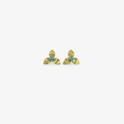 18k & turquoise single trillium studs