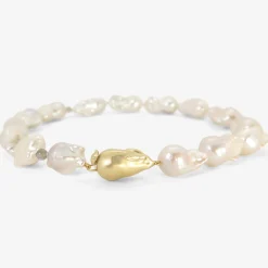 14k & white baroque freshwater pearl bunny necklace