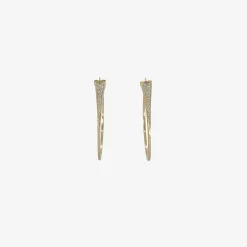 14k & white diamond deluxe wedge hoops on posts, .31ct