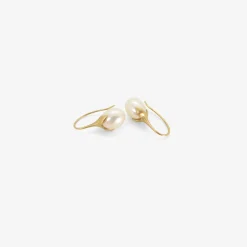 18k & white freshwater pearl eggplant earrings