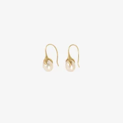18k & white freshwater pearl eggplant earrings