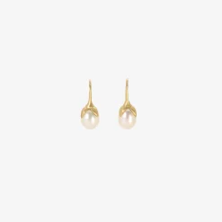 18k & white freshwater pearl eggplant earrings