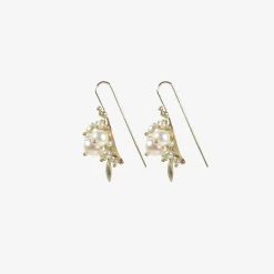 10k & white pearl bug cluster earrings