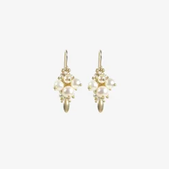 10k & white pearl bug cluster earrings