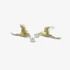 18k & white pearl flying bird earrings