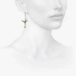 18k & white pearl flying bird earrings