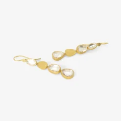 22k & white sapphire quadruple drop earrings, 5.29ct