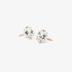 18k & white topaz east/west oval drop earrings