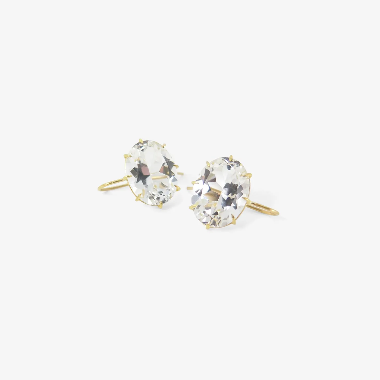 18k & white topaz east/west oval drop earrings