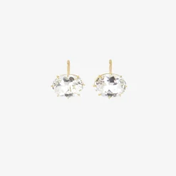 18k & white topaz east/west oval drop earrings