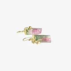 18k ants on watermelon tourmaline crystal earrings