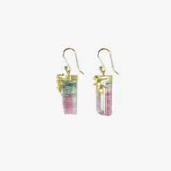 18k ants on watermelon tourmaline crystal earrings