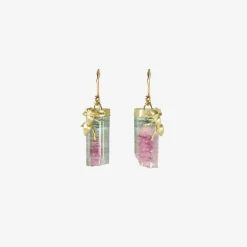 18k ants on watermelon tourmaline crystal earrings