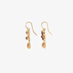 18k bezel-set quadruple pink tourmaline earrings with carnelian drops