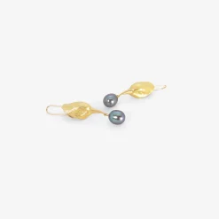 18k bird head earrings with black pearl eggs
